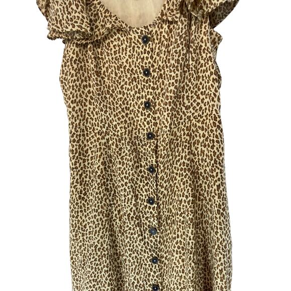 Anthropologie Tan Motif Brown Spotted Bolano Cheetah Print Midi Dress Size 6 - Picture 6 of 10